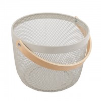 корзина TODELIA Netty 250х245х185мм с ручкой металл/дерево белый