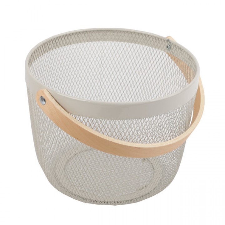 корзина TODELIA Netty 250х245х185мм с ручкой металл/дерево белый