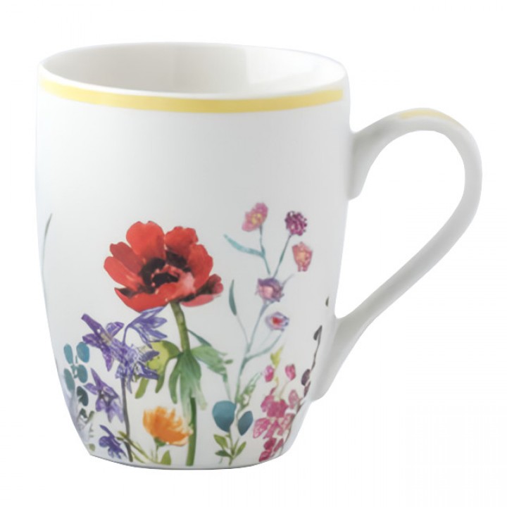 кружка TODELIA Ботаника желтая каемка 340мл костяной фарфор