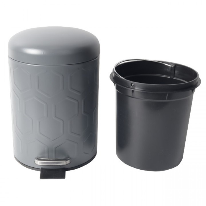 контейнер для мусора TODELIA 5л круглый с педалью пластик серый