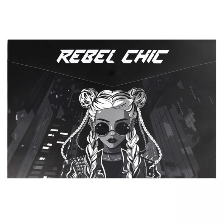 папка для тетрадей Девушка с косами А4 180 мкм чёрный полипропилен