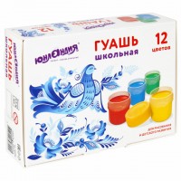 гуашь ЮНЛАНДИЯ Школьная 12 цветов по 17,5мл