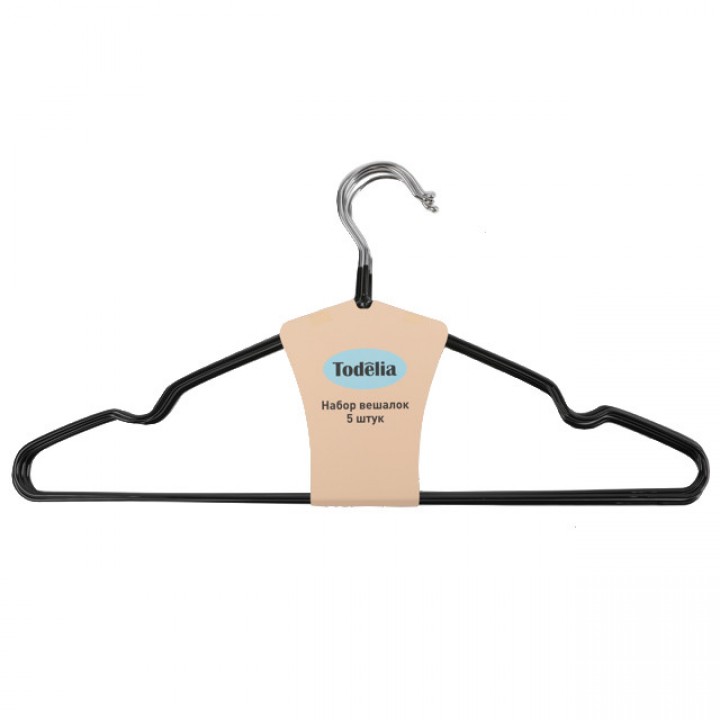 набор вешалок TODELIA 5шт 40см универсальные для легкой одежды металл с ПВХ покрытием черный