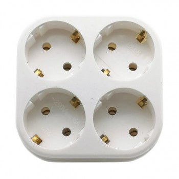 разветвитель 4 гнездо с/з 16А 4T4 белый