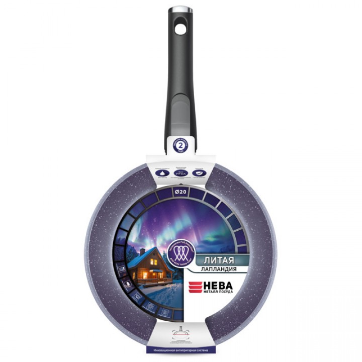 сковорода НМП Лапландия 20см антипр.покр. литой алюминий съёмная ручка индукция