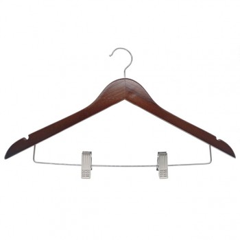 вешалка TODELIA 45см для верхней одежды,жакетов,юбок дерево с зажимами цвет темный орех