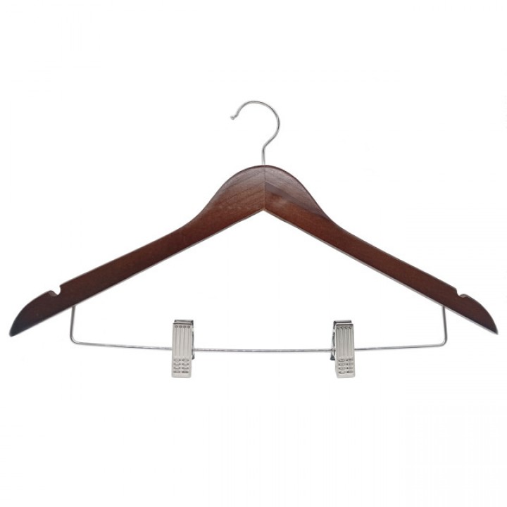 вешалка TODELIA 45см для верхней одежды,жакетов,юбок дерево с зажимами цвет темный орех