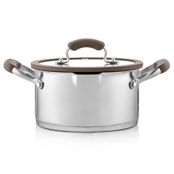 кастрюля ESPRADO Sense 2,5л 18см нерж.сталь стеклянная крышка индукция