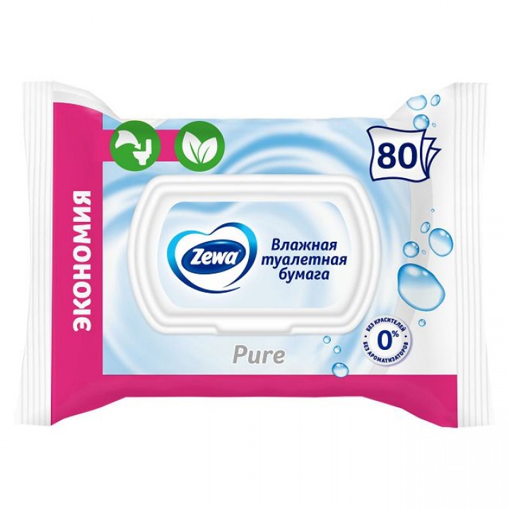 бумага туалетная Zewa Pure влажная 80шт