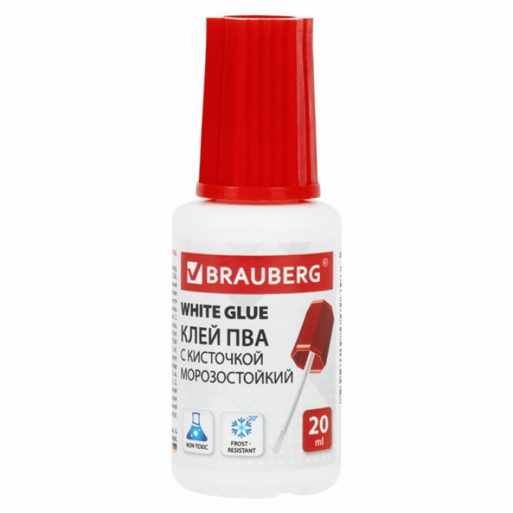 клей ПВА BRAUBERG 20гр с кисточкой