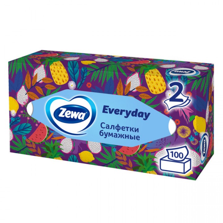 салфетки косметические ZEWA Everyday 2-слойные 100шт