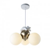 люстра подвесная для детской ESCADA Pluff медвежонок 3x40Вт G9 белый золото