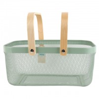 корзина для хранения TODELIA Thorm 400х210х180мм с ручкой металл/дерево зеленая