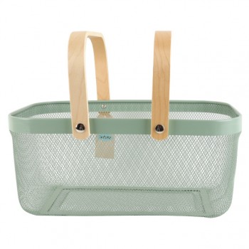 корзина для хранения TODELIA Thorm 400х210х180мм с ручкой металл/дерево зеленая