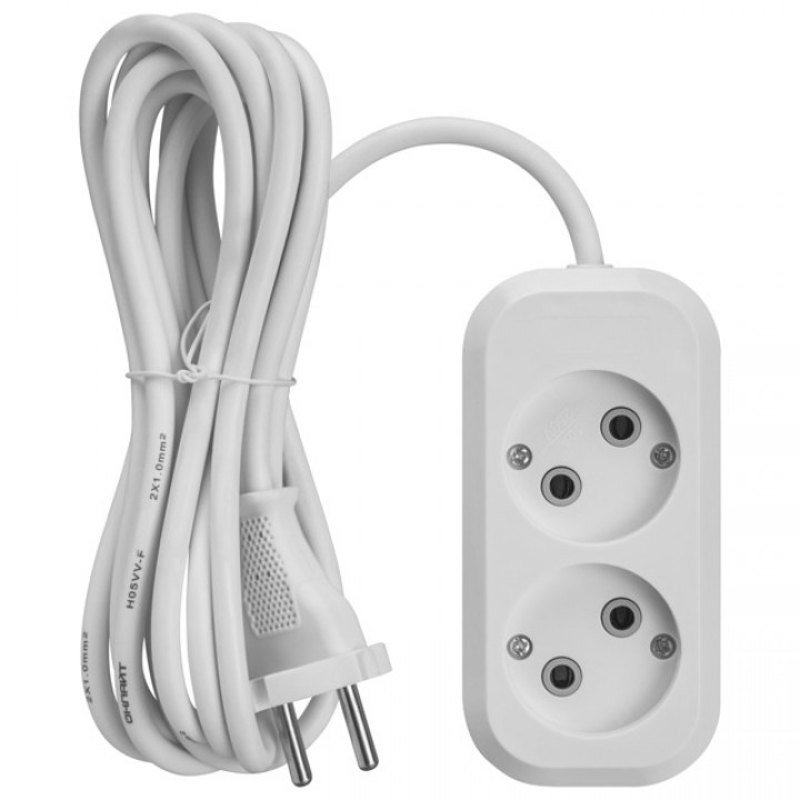 удлинитель ОНЛАЙТ 2м 2-местный б/з IP20 10А белый
