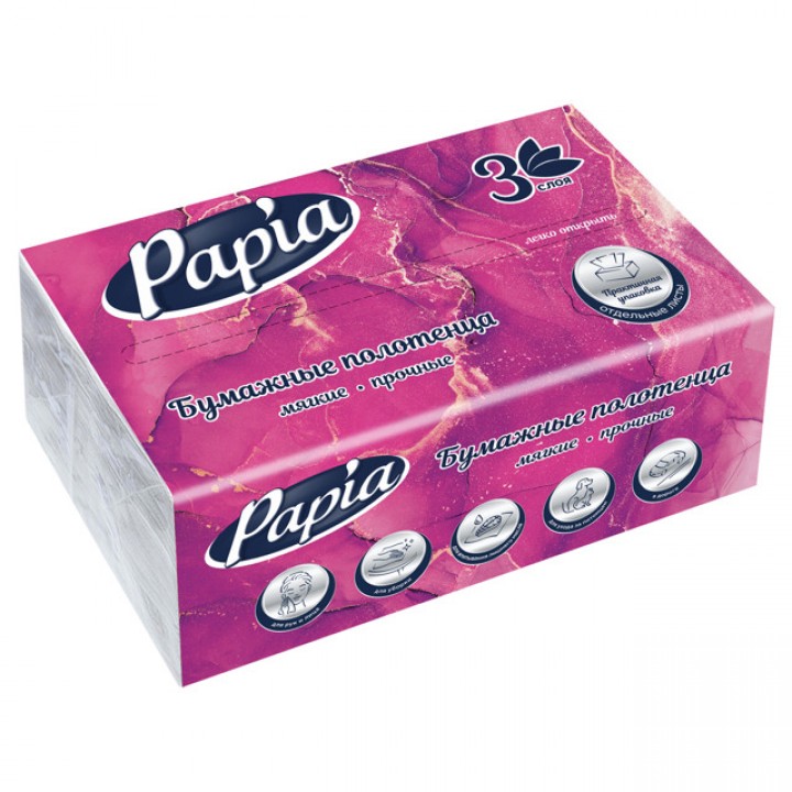 полотенца бумажные PAPIA V-fold 3-слойные 1шт