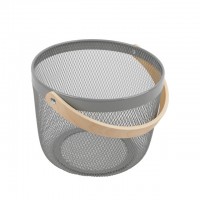 корзина TODELIA Netty 250х245х185мм с ручкой металл/дерево серый