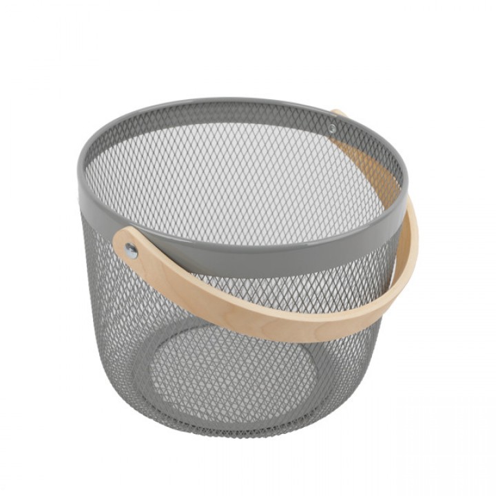 корзина TODELIA Netty 250х245х185мм с ручкой металл/дерево серый