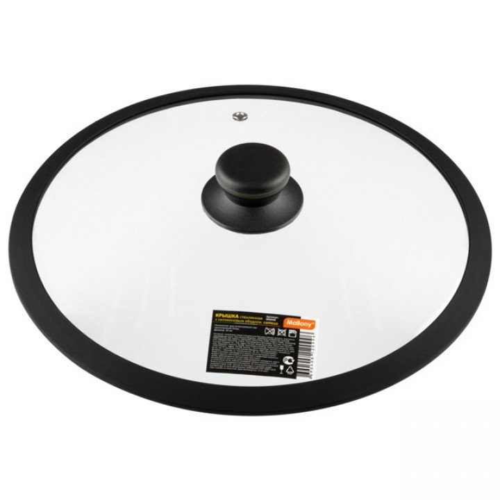 крышка MALLONY 28см стекло, силиконовый ободок паровыпуск