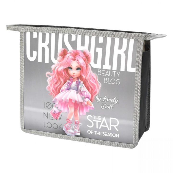 папка для тетрадей Красотка А5 500 мкм молния серый полипропилен