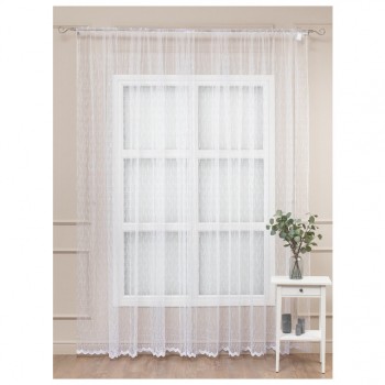 штора тюлевая на шт.ленте AMORE MIO сетка с вышивкой 300х260см белая, арт.31835