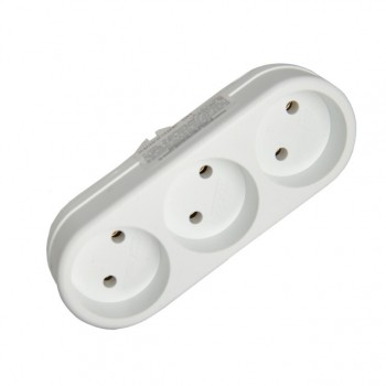 разветвитель 3 гнезда б/з 6A 3L белый