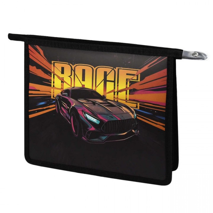 папка для тетрадей Гонка А5 500мкм молния чёрный полипропилен