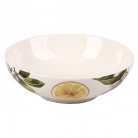 тарелка TODELIA Лимоны 18,3см глубокая костяной фарфор