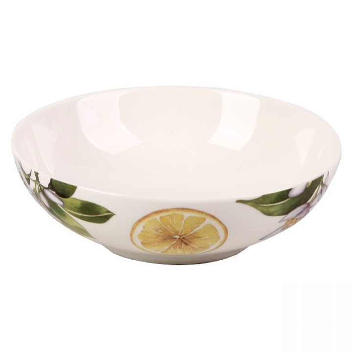 тарелка TODELIA Лимоны 18,3см глубокая костяной фарфор