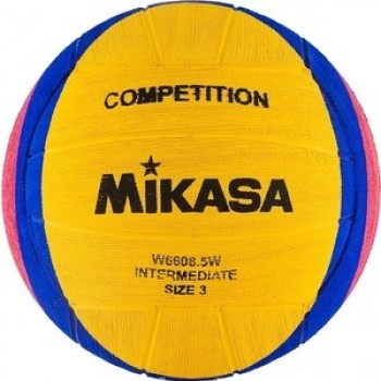 Мяч для водного поло Mikasa W6008W р.2, jun, резина, вес 300-320 г, дл.окр. 58-60см, жел-син-роз