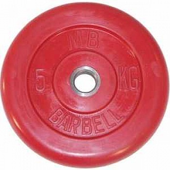 Диск обрезиненный MB Barbell 26 мм. 5 кг. красный ''Стандарт''