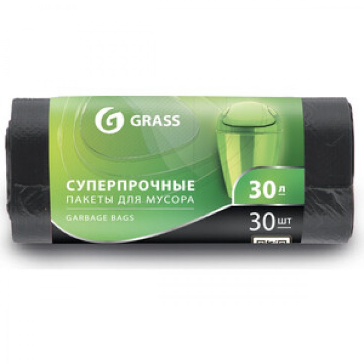 Мешки для мусора GRASS 30 л 30 шт 10 мкр (черный) PP-0022