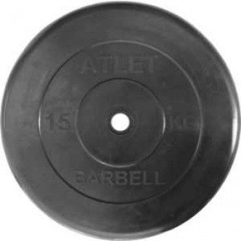 Диск обрезиненный Atlet 26 мм. 15 кг. черный